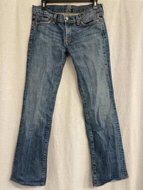 7 for all mankind bootcut, low rise jeans, size 29. Made in the USA.